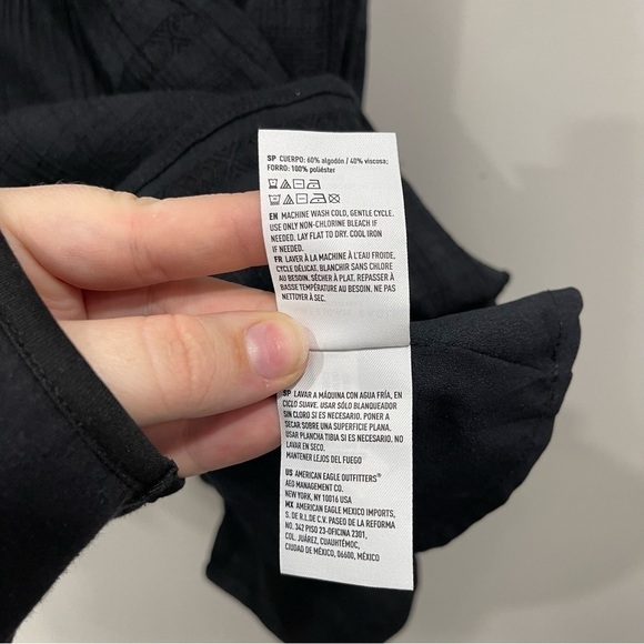 American Eagle Smocked Halter Mini Dress Black Small - Picture 7 of 8